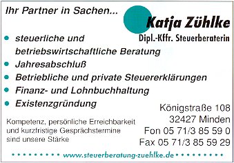 Steuerberaterin Steuerb�ro Katja Z�hlke in 32427 Minden